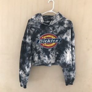 Blue tie dye cropped dickies hoodie